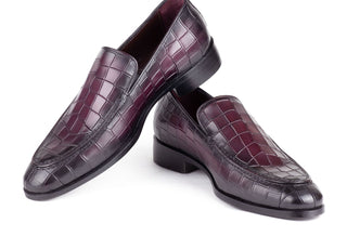 Paul Parkman 7339 Men's Shoes Crocodile Print Calf-Skin Leather Split-Toe Loafers (PM6425)-AmbrogioShoes