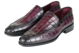 Paul Parkman 7339 Men's Shoes Crocodile Print Calf-Skin Leather Split-Toe Loafers (PM6425)-AmbrogioShoes