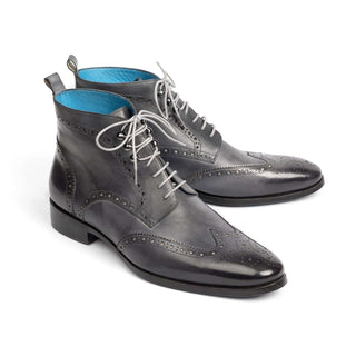 Paul Parkman 777 Men's Shoes Calf-Skin Leather Wing-Tip Ankle Boots (PM5611)-AmbrogioShoes