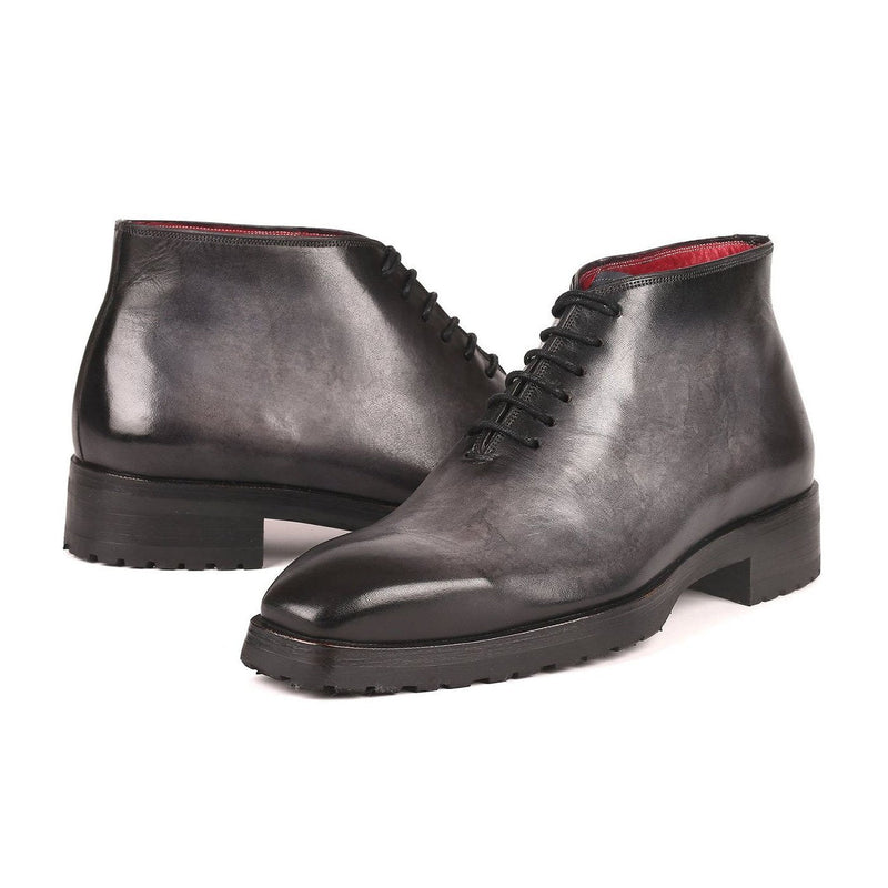 Paul Parkman 791GRY14 Men's Shoes Gray Calf-Skin Leather Ankle Boots(PM6262)-AmbrogioShoes