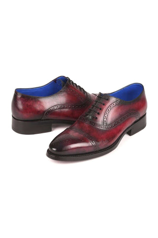 Paul Parkman 79BRD68 Bordeaux Burgundy Leather Cap-Toe Oxfords(PM6258)