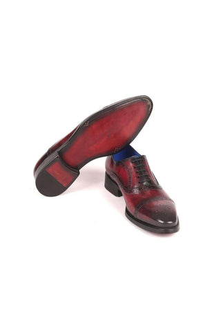 Paul Parkman 79BRD68 Bordeaux Burgundy Leather Cap-Toe Oxfords(PM6258)