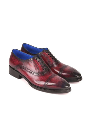 Paul Parkman 79BRD68 Bordeaux Burgundy Leather Cap-Toe Oxfords(PM6258)