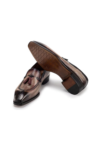 Paul Parkman 8135 Men's Split Toe Calf-Skin Leather Tassel Loafer (PM6488)-AmbrogioShoes