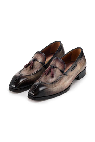 Paul Parkman 8135 Men's Split Toe Calf-Skin Leather Tassel Loafer (PM6488)-AmbrogioShoes