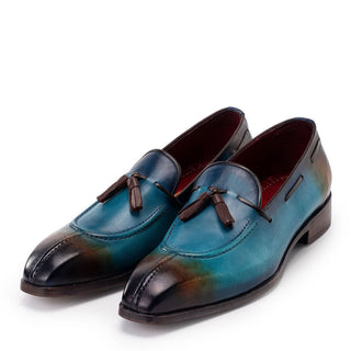 Paul Parkman 8135 Men's Split Toe Calf-Skin Leather Tassel Loafer (PM6488)-AmbrogioShoes