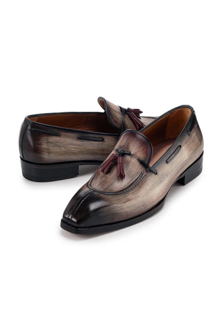 Paul Parkman 8135 Men's Split Toe Calf-Skin Leather Tassel Loafer (PM6488)-AmbrogioShoes