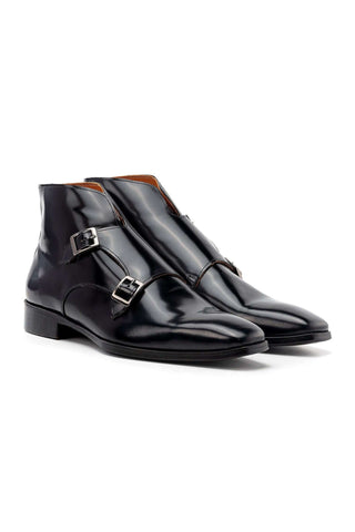 Paul Parkman 8154 Polished Leather Double Monk-Strap Ankle Boot (PM6456)