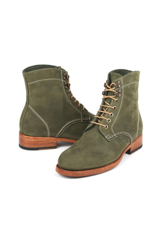 Paul Parkman 824 Green Nubuck Leather Goodyear Welted Boots (PM6342)-AmbrogioShoes