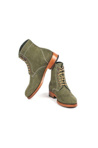 Paul Parkman 824 Green Nubuck Leather Goodyear Welted Boots (PM6342)-AmbrogioShoes