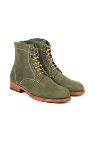 Paul Parkman 824 Green Nubuck Leather Goodyear Welted Boots (PM6342)-AmbrogioShoes
