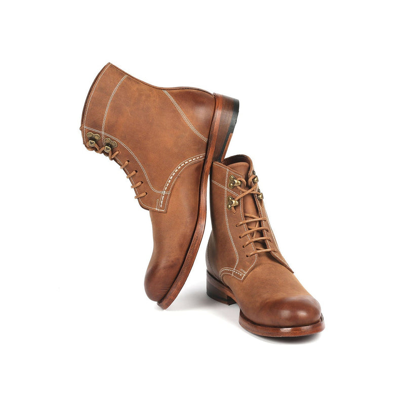 Paul Parkman 824NBR22 Men's Shoes Brown Nubuck Leather Goodyear Welted Dress Derby Boots (PM6341)-AmbrogioShoes