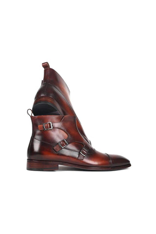 Paul Parkman 88951 Calf-Skin Leather Triple Monk-Strap Boots (PM6329)-AmbrogioShoes