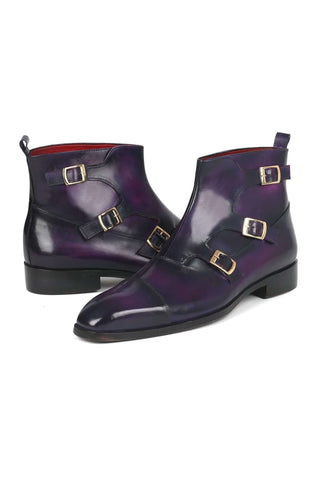 Paul Parkman 88951 Leather Triple Monk-Strap Boots (PM6329)-AmbrogioShoes