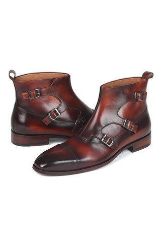 Paul Parkman 88951 Calf-Skin Leather Triple Monk-Strap Boots (PM6329)-AmbrogioShoes
