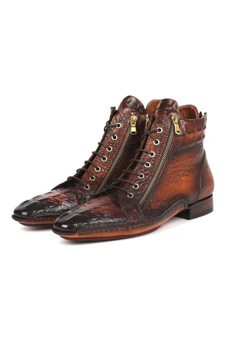 Paul Parkman 88AP Crocodile Embossed Calf-Skin Leather Zipper Boot (PM6462)-AmbrogioShoes