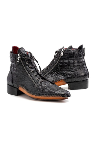 Paul Parkman 88AP Crocodile Embossed Calf-Skin Leather Zipper Boot (PM6462)-AmbrogioShoes