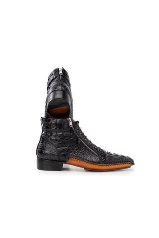 Paul Parkman 88AP Crocodile Embossed Calf-Skin Leather Zipper Boot (PM6462)-AmbrogioShoes