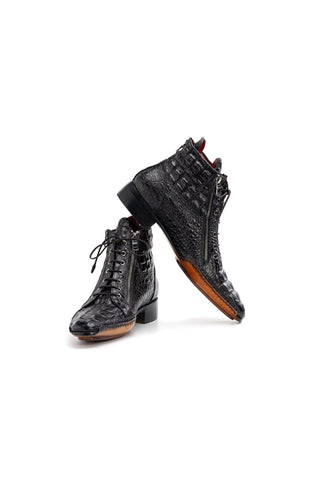 Paul Parkman 88AP Crocodile Embossed Calf-Skin Leather Zipper Boot (PM6462)-AmbrogioShoes
