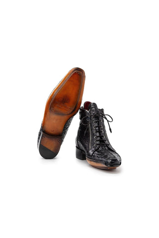 Paul Parkman 88AP Crocodile Embossed Calf-Skin Leather Zipper Boot (PM6462)-AmbrogioShoes