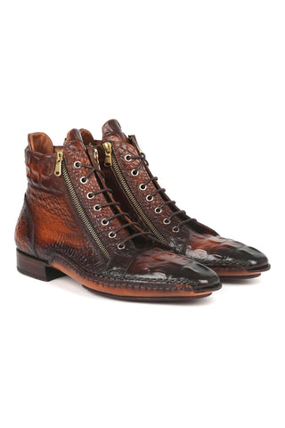 Paul Parkman 88AP Crocodile Embossed Calf-Skin Leather Zipper Boot (PM6462)-AmbrogioShoes