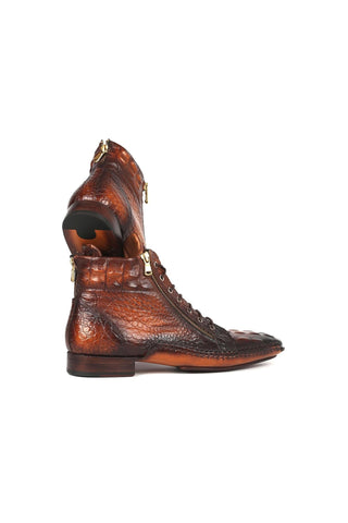 Paul Parkman 88AP Crocodile Embossed Calf-Skin Leather Zipper Boot (PM6462)-AmbrogioShoes