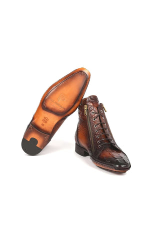 Paul Parkman 88AP Crocodile Embossed Leather Zipper Boot (PM6462)