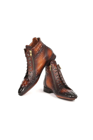 Paul Parkman 88AP Crocodile Embossed Leather Zipper Boot (PM6462)