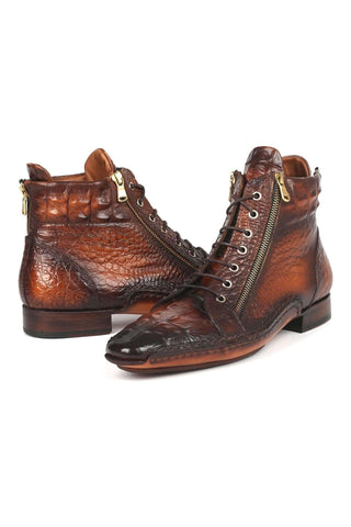 Paul Parkman 88AP Crocodile Embossed Leather Zipper Boot (PM6462)