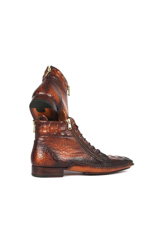 Paul Parkman 88AP Crocodile Embossed Leather Zipper Boot (PM6462)