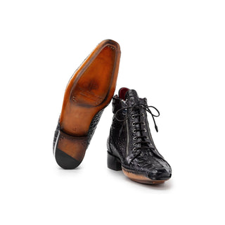 Paul Parkman 88AP Men's Shoes Crocodile Print Calf-Skin Leather Zipper Boot (PM6462)-AmbrogioShoes