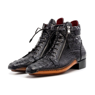 Paul Parkman 88AP Men's Shoes Crocodile Print Calf-Skin Leather Zipper Boot (PM6462)-AmbrogioShoes
