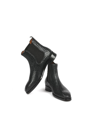 Paul Parkman 92WN87 Woven Leather Chelsea Boots (PM6347)-AmbrogioShoes