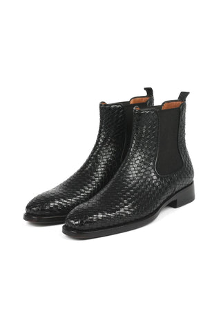 Paul Parkman 92WN87 Woven Leather Chelsea Boots (PM6347)-AmbrogioShoes