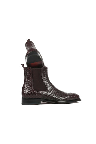 Paul Parkman 92WN87 Woven Leather Chelsea Boots (PM6347)-AmbrogioShoes