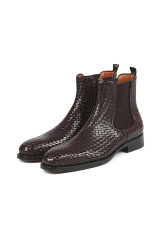Paul Parkman 92WN87 Woven Leather Chelsea Boots (PM6347)-AmbrogioShoes
