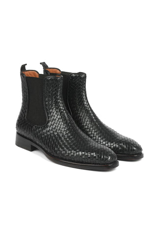 Paul Parkman 92WN87 Woven Leather Chelsea Boots (PM6347)-AmbrogioShoes