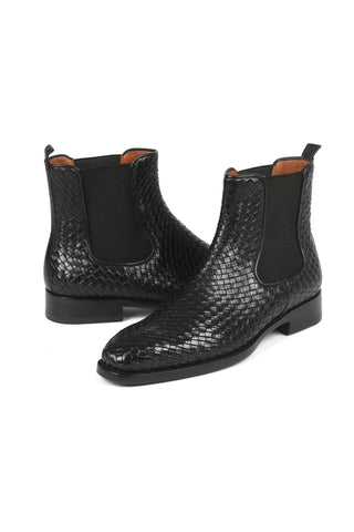Paul Parkman 92WN87 Woven Leather Chelsea Boots (PM6347)-AmbrogioShoes