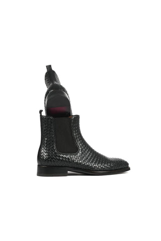 Paul Parkman 92WN87 Woven Leather Chelsea Boots (PM6347)-AmbrogioShoes