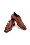 Paul Parkman 94 Croco Embossed Calf-Skin Leather Bicycle Toe Oxfords (PM6368)-AmbrogioShoes