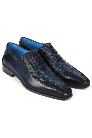 Paul Parkman 94 Croco Embossed Calf-Skin Leather Bicycle Toe Oxfords (PM6368)-AmbrogioShoes