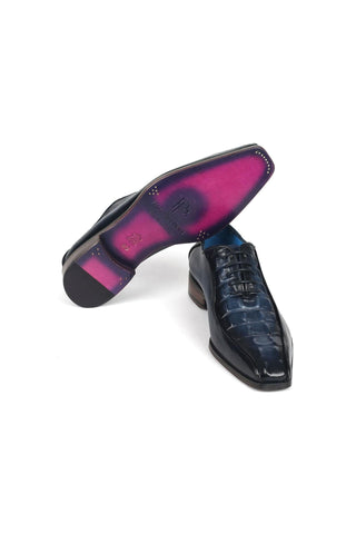 Paul Parkman 94 Croco Embossed Calf-Skin Leather Bicycle Toe Oxfords (PM6368)-AmbrogioShoes