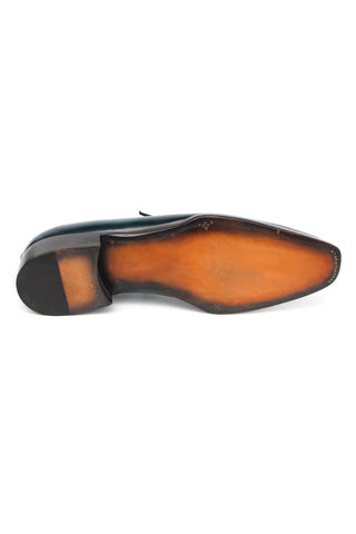 Paul Parkman 944-TRQ Men's Handmade Shoes Tuiquoise Crocodile Embossed / Patina Leather Penny Loafers (PM6413)-AmbrogioShoes