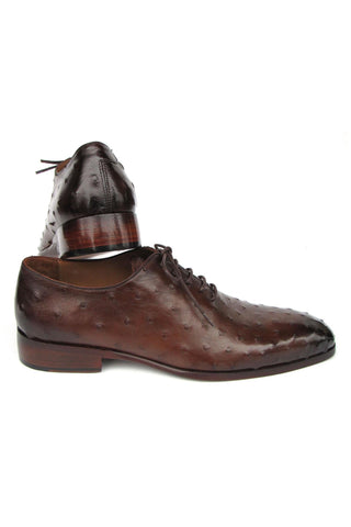 Paul Parkman 9475-85 Brown Genuine Ostrich Leather Oxfords (PM6410)