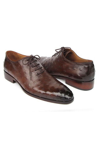 Paul Parkman 9475-85 Brown Genuine Ostrich Leather Oxfords (PM6410)