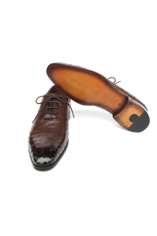 Paul Parkman 9475-85 Brown Genuine Ostrich Leather Oxfords (PM6410)