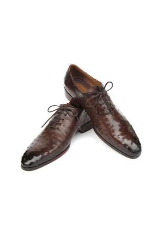 Paul Parkman 9475-85 Brown Genuine Ostrich Leather Oxfords (PM6410)