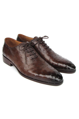 Paul Parkman 9475-85 Brown Genuine Ostrich Leather Oxfords (PM6410)
