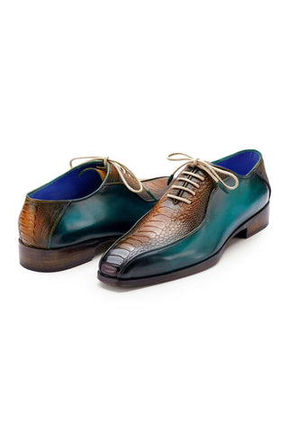 Paul Parkman 94DL Exotic Ostrich Skin Bicycle Toe Oxfords (PM6449)