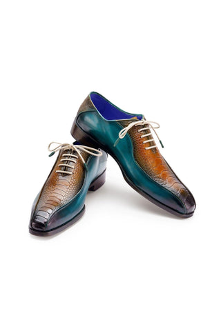 Paul Parkman 94DL Exotic Ostrich Skin Bicycle Toe Oxfords (PM6449)